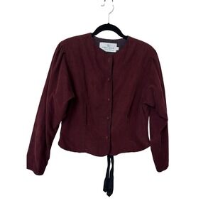 Suttles & Seawinds Burgundy Corduroy Jacket Vicki Lynn Bardon Vintage L Canada